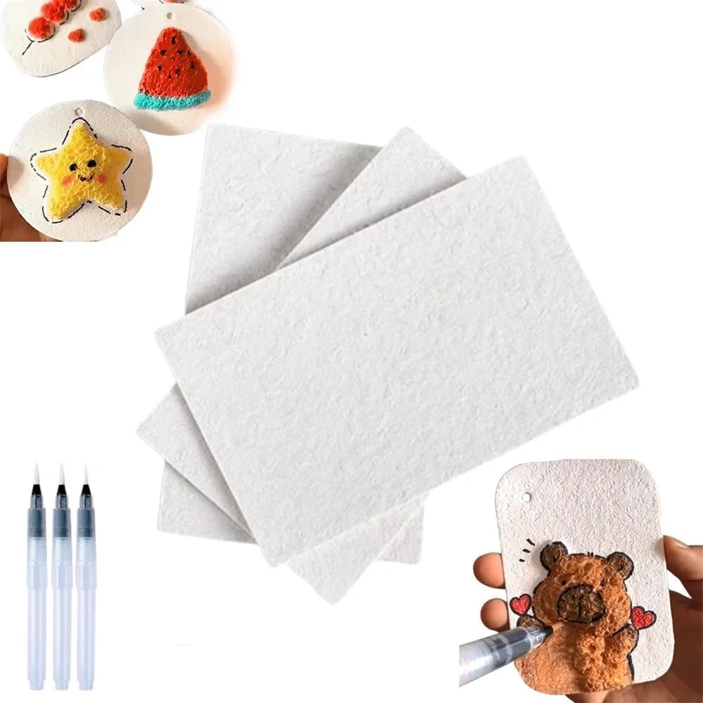 قلم های نقاشی پفی جادویی تزویق، قلم های طراحی با بافت فوم سه بعدی با جوهر سه بعدی، اسفنج بوم مستطیلی، کاغذ نقاشی سفید، هنر برای کودکان، کاردستی های دست ساز