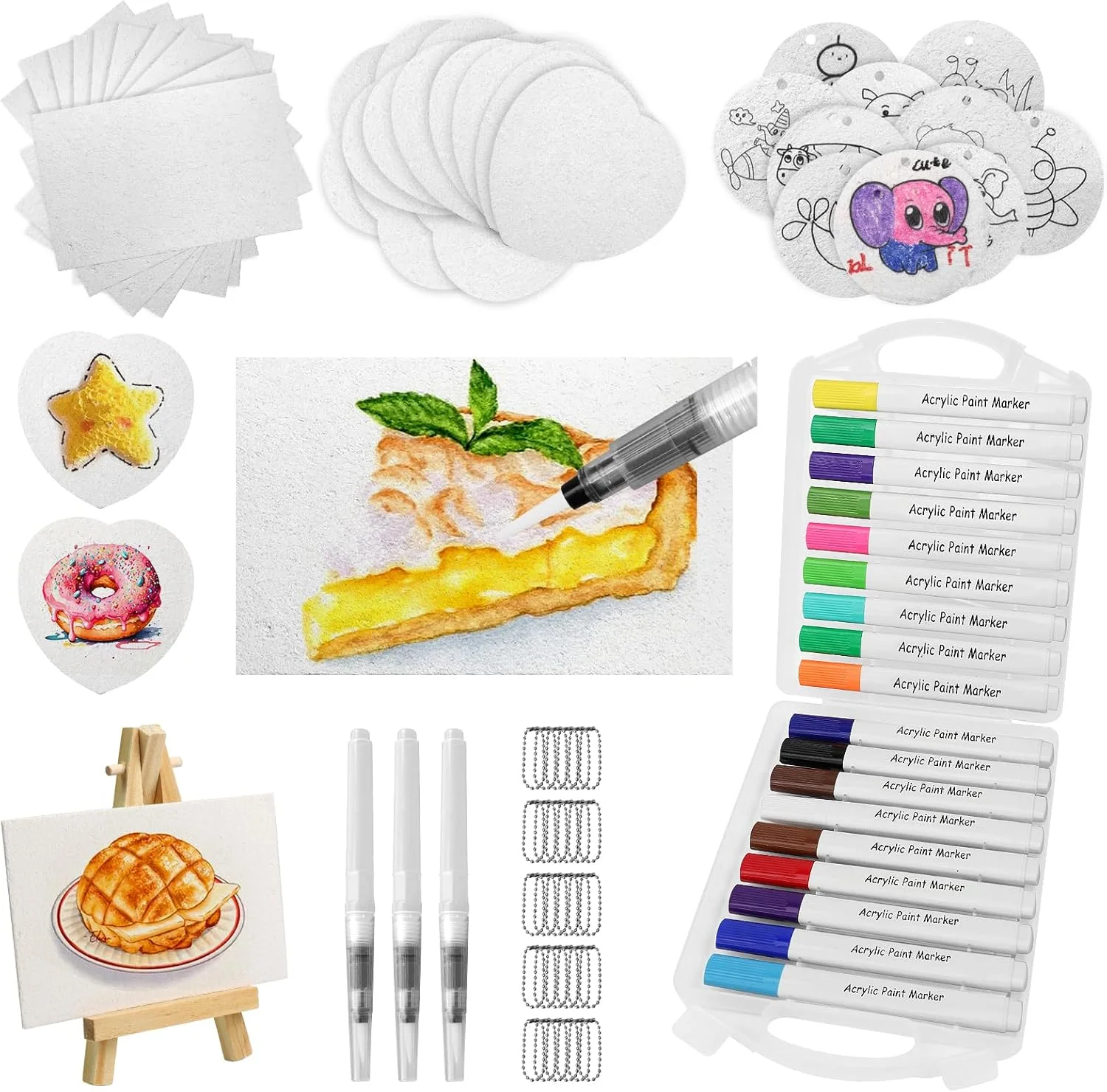 ست رنگ آمیزی پفکی جادویی TPTGIAR: مجموعه 83 عددی نقاشی با بافت فوم سه بعدی، مجموعه طراحی لوازم هنری DIY برای کاردستی با 30 اسفنج بوم، 18 قلم رنگی، 3 قلم موی آب، 30 زنجیر مهره و 2 سه پایه کوچک