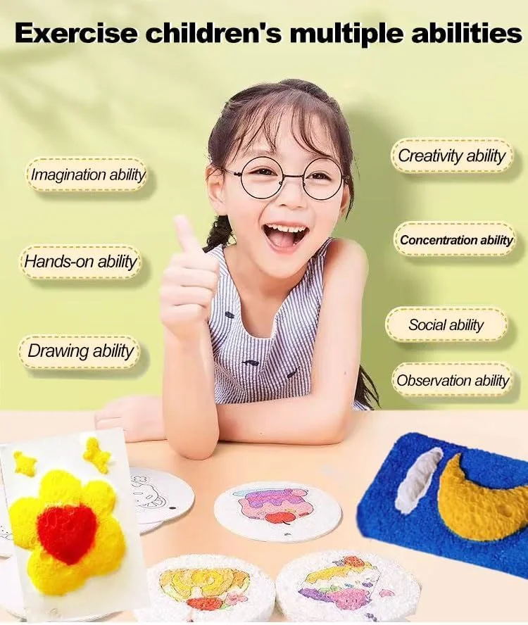 رنگ پفی جادویی، اسفنج بوم نقاشی سه بعدی، کیت نقاشی بافت نهایی، رنگ پارچه پفی ایمن و غیر سمی برای هنر و صنایع دستی DIY، نقاشی های پفکی برجسته روی کاغذ (مستطیل)