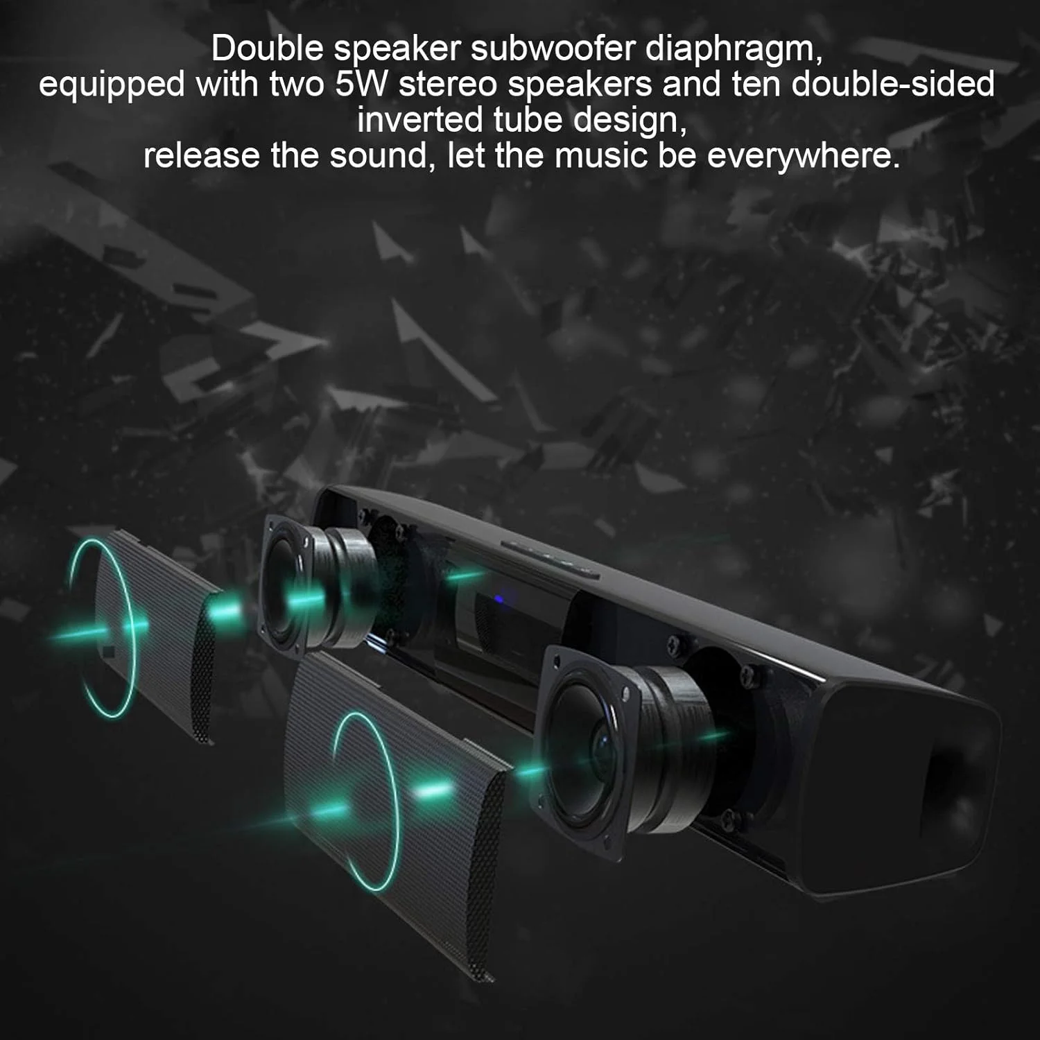 اسپیکر استریو ساند بار - اسپیکر بلوتوثی بی سیم ساب ووفر، اسپیکر صوتی خانگی، بلندگو برای تلویزیون، کامپیوتر، سیستم های سینمای خانگی، عملکرد رادیو FM و جک صوتی 3.5 میلی متری
