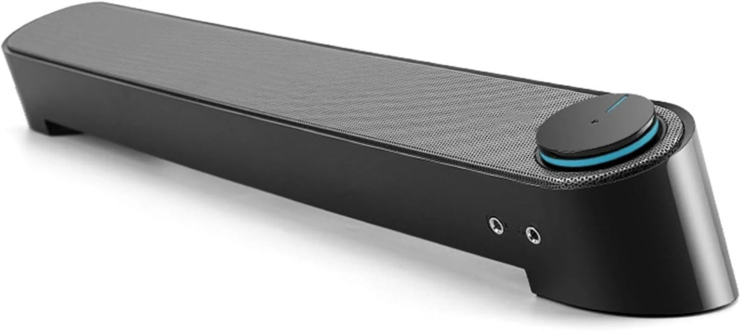 نوار صوتی صدای فراگیر سه بعدی، نوار صوتی بلوتوث، بلندگوی نوار صوتی مینی، نوار صوتی کامپیوتر بی سیم، با باس قوی کنترل تک دکمه ای نور LED برای کامپیوتر تلفن همراه تبلت لپ تاپ تلویزیون، سفید