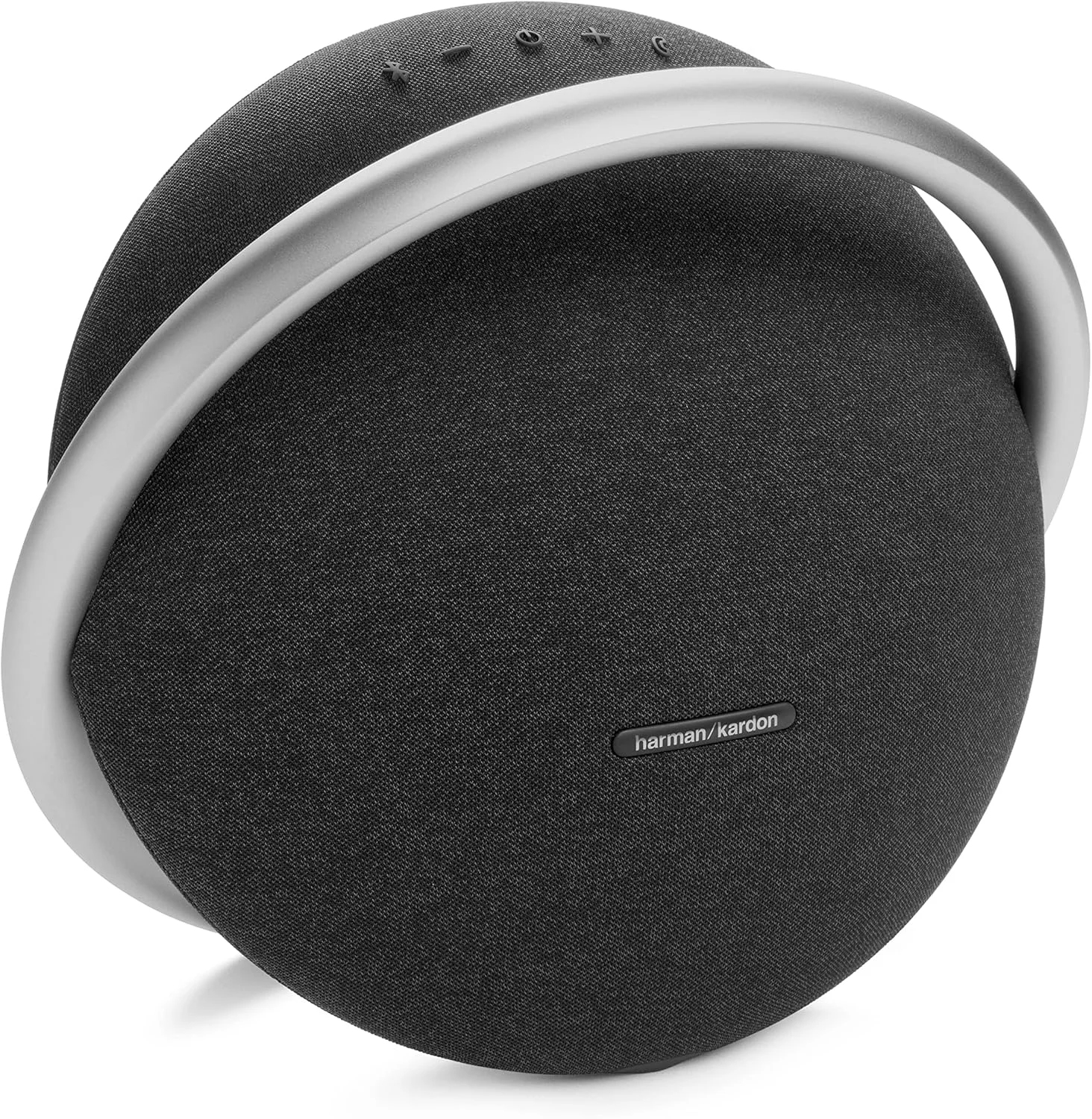 اسپیکر بلوتوث استریو قابل حمل Harman Kardon Onyx Studio 8، عملکرد صوتی عالی، طراحی ظریف، تنظیم خودکار، 8 ساعت عمر باتری، مواد سازگار با محیط زیست، میکروفون دوگانه داخلی - مشکی، HKOS8BLKUK