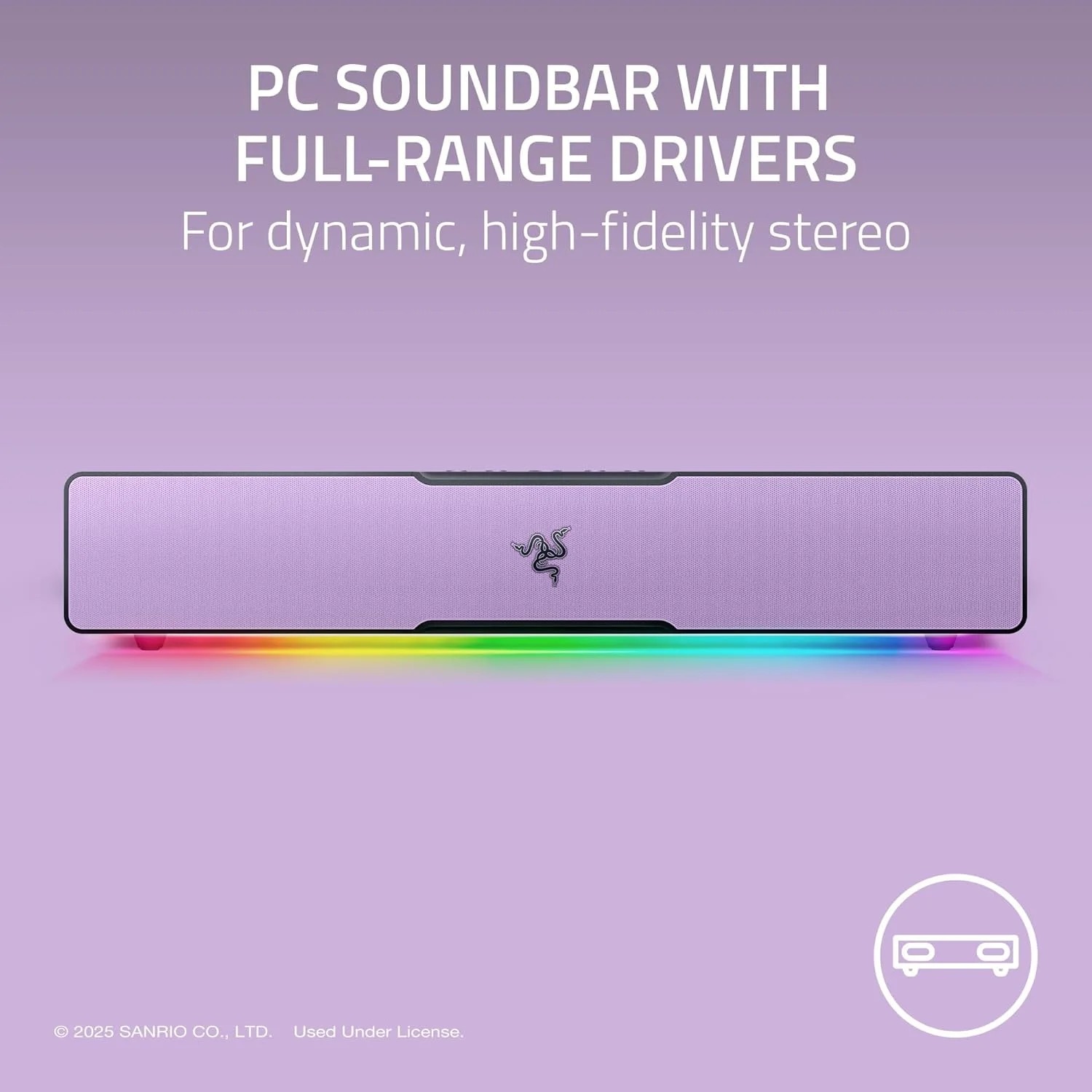 ریزر Leviathan V2 X: ساندبار کامپیوتر - طراحی فشرده - Chroma RGB - USB Type C برای انتقال صدا و نیرو - بلوتوث 5.0 - برای کامپیوتر، لپ تاپ، تلفن های هوشمند، تبلت ها و نینتندو سوییچ - نسخه Kuromi