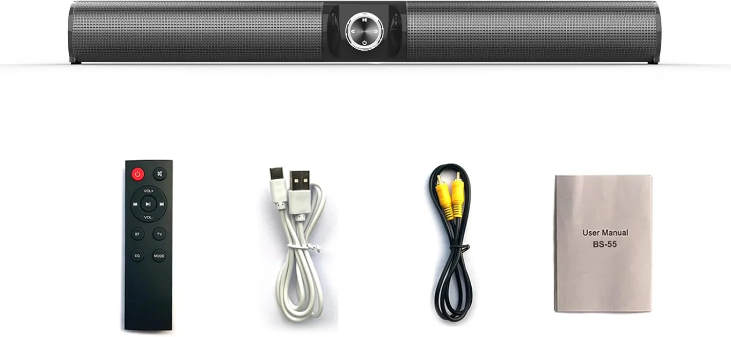 اسپیکر بلوتوثی بیسیم Pepisky BS-55 مناسب تلویزیون، کامپیوتر، منزل، فضای باز، گیمینگ، با دکمه تنظیم صدا، باتری 2000 میلی آمپر و پشتیبانی از ورودی صدا 3.5 میلی متری به همراه ریموت کنترل