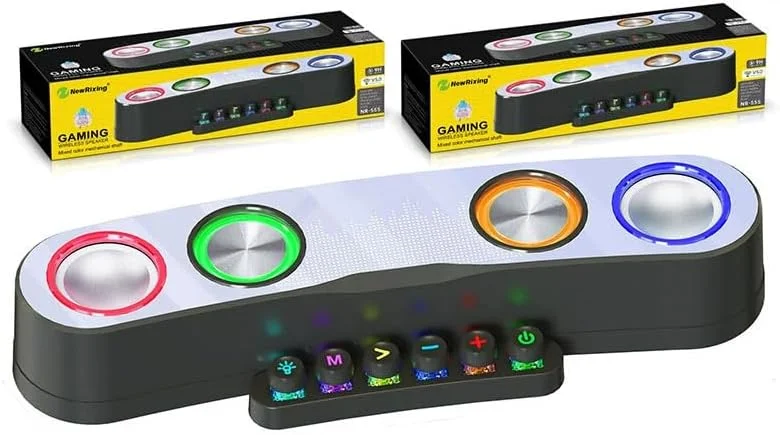 اسپیکرهای کامپیوتر RGB Bewinner، ساندبار نور LED رنگارنگ با ساب ووفر، 5.0، برای بازی