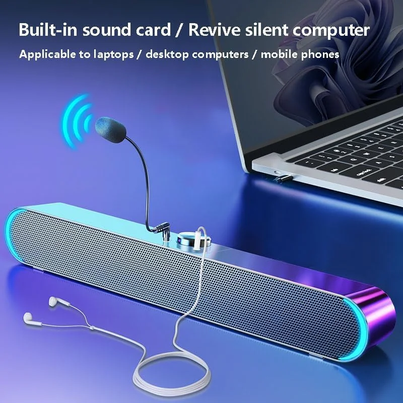 اسپیکر رومیزی مخصوص بازی آزون | ساندبار USB سیمی با بلوتوث 5.3 – کنترل چرخشی، کابل 3.5 میلیمتری و میکروفون کوچک | نورپردازی RGB هلالی، سازگار با لپتاپ، تبلت، ایکسباکس و پلیاستیشن 4 (مشکی) اسپیکر رومیزی مخصوص بازی آزون | ساندبار USB سیمی با بلوتوث 5.3 – کنترل چرخشی، کابل 3.5 میلیمتری و میکروفون کوچک | نورپردازی RGB هلالی، سازگار با لپتاپ، تبلت، ایکسباکس و پلیاستیشن 4 (مشکی)