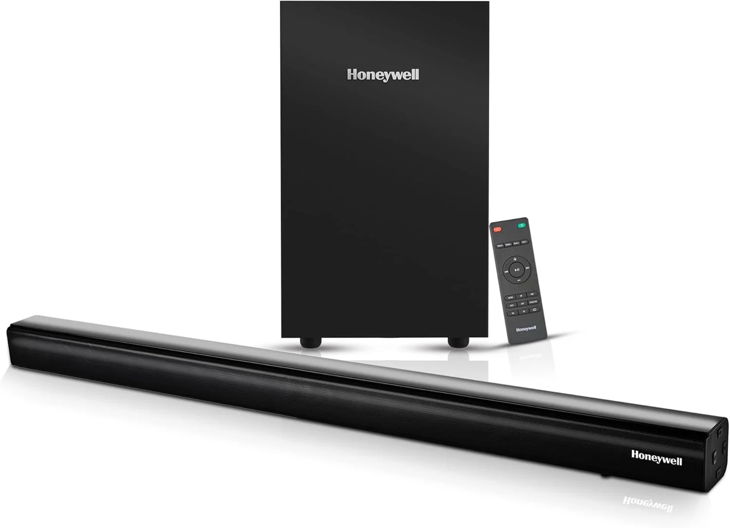 هانیول ترونو U3000 ساندبار 160 واتی تازه عرضه شده با ساب ووفر، صدای 2.1 کاناله، درایورهای 57.15 میلی‌متری * 4، بلوتوث V5.0+EDR، با ریموت کنترل، حالت EQ، 5 حالت پخش - BT، Aux، USB، Optical & HDMI - 2 سال 