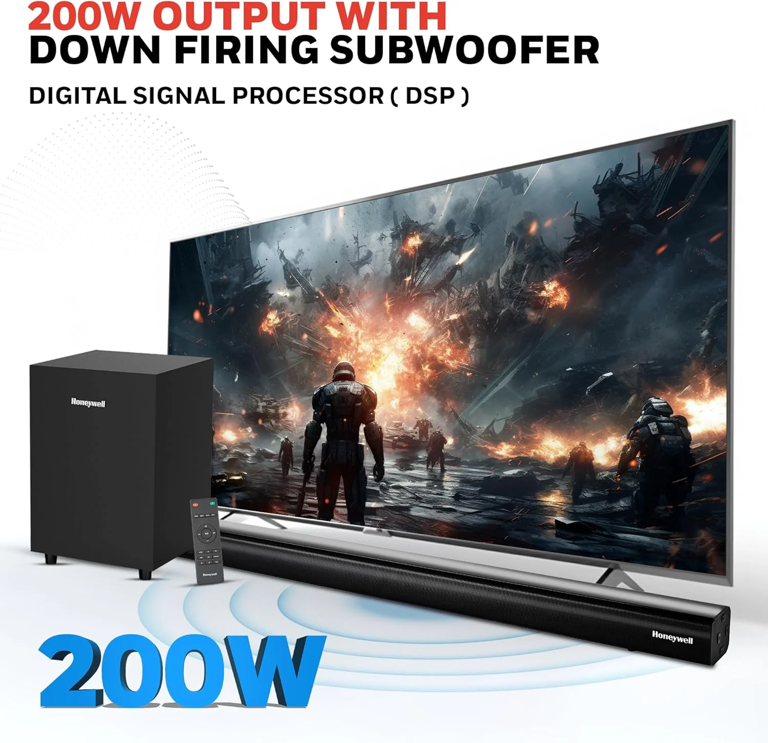 هانیول ترونو U3000 ساندبار 160 واتی تازه عرضه شده با ساب ووفر، صدای 2.1 کاناله، درایورهای 57.15 میلیمتری * 4، بلوتوث V5.0+EDR، با ریموت کنترل، حالت EQ، 5 حالت پخش - BT، Aux، USB، Optical & HDMI - 2 سال هانیول ترونو U3000 ساندبار 160 واتی تازه عرضه شده با ساب ووفر، صدای 2.1 کاناله، درایورهای 57.15 میلیمتری * 4، بلوتوث V5.0+EDR، با ریموت کنترل، حالت EQ، 5 حالت پخش - BT، Aux، USB، Optical & HDMI - 2 سال