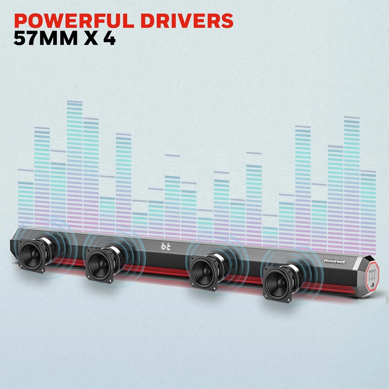 هانیول ترونو U4000 ساندبار 240 وات، صدای فراگیر 2.1 کاناله سینمای خانگی، ساب ووفر باس عمیق، 3 حالت EQ، نمایشگر و چراغ های LED، بلوتوث نسخه 5.3، AUX، USB، ورودی اپتیکال، HDMI/ARC، ریموت کنترل شیک هانیول ترونو U4000 ساندبار 240 وات، صدای فراگیر 2.1 کاناله سینمای خانگی، ساب ووفر باس عمیق، 3 حالت EQ، نمایشگر و چراغ های LED، بلوتوث نسخه 5.3، AUX، USB، ورودی اپتیکال، HDMI/ARC، ریموت کنترل شیک