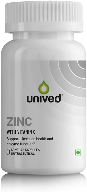 سیترات زینک Unived | پشتیبانی از سلامت سیستم ایمنی و عملکرد آنزیم | 100% مقدار توصیه شده روزانه با ویتامین C | 60 کپسول گیاهی سیترات زینک Unived | پشتیبانی از سلامت سیستم ایمنی و عملکرد آنزیم | 100% مقدار توصیه شده روزانه با ویتامین C | 60 کپسول گیاهی