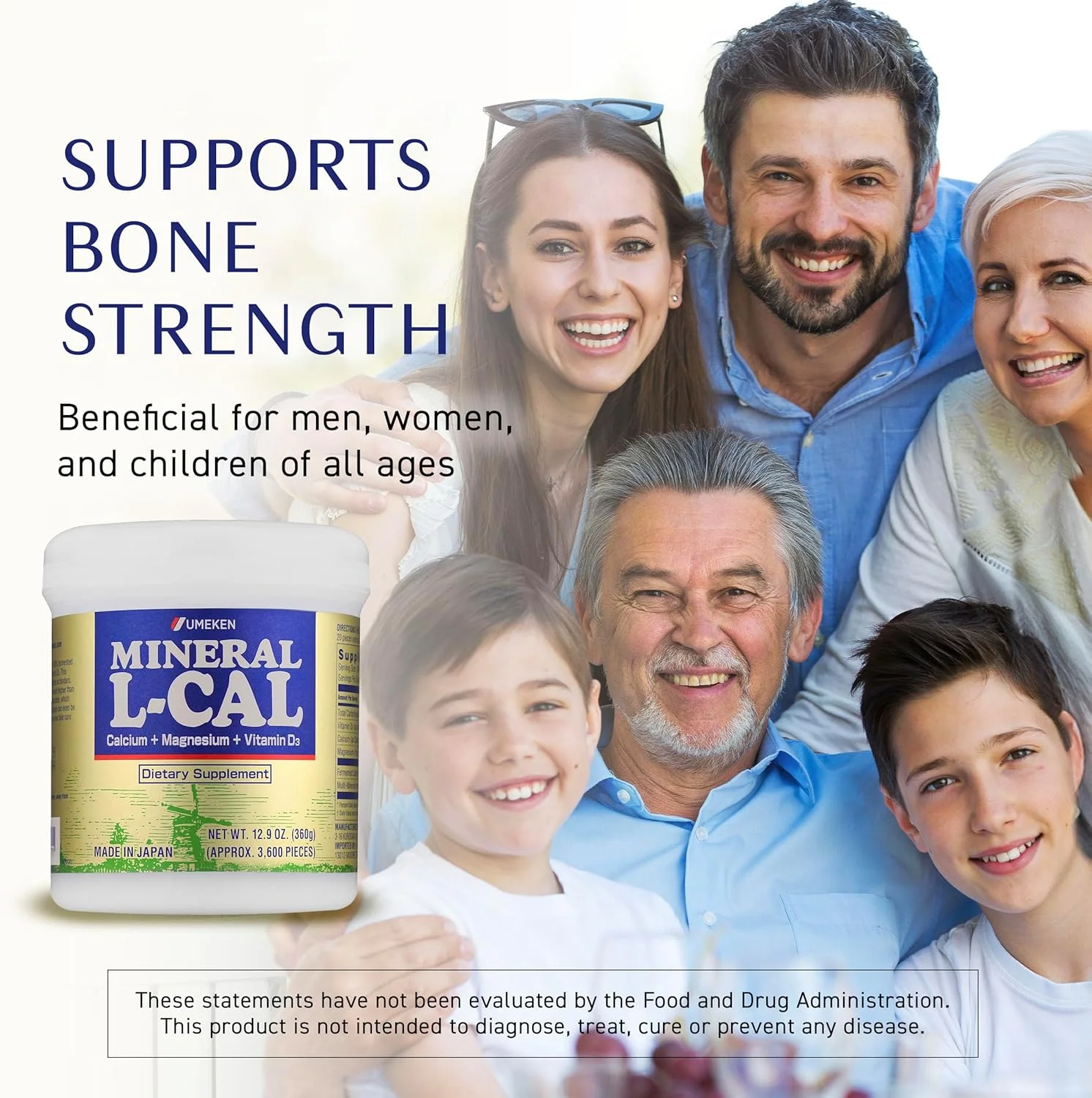 مکمل معدنی ال-کل یومکن، بطری بزرگ، تامین 6 ماهه، غنی شده با منیزیم، ویتامین D3 و مواد معدنی، 360 گرم، 3600 توپ (بسته 2 عددی)