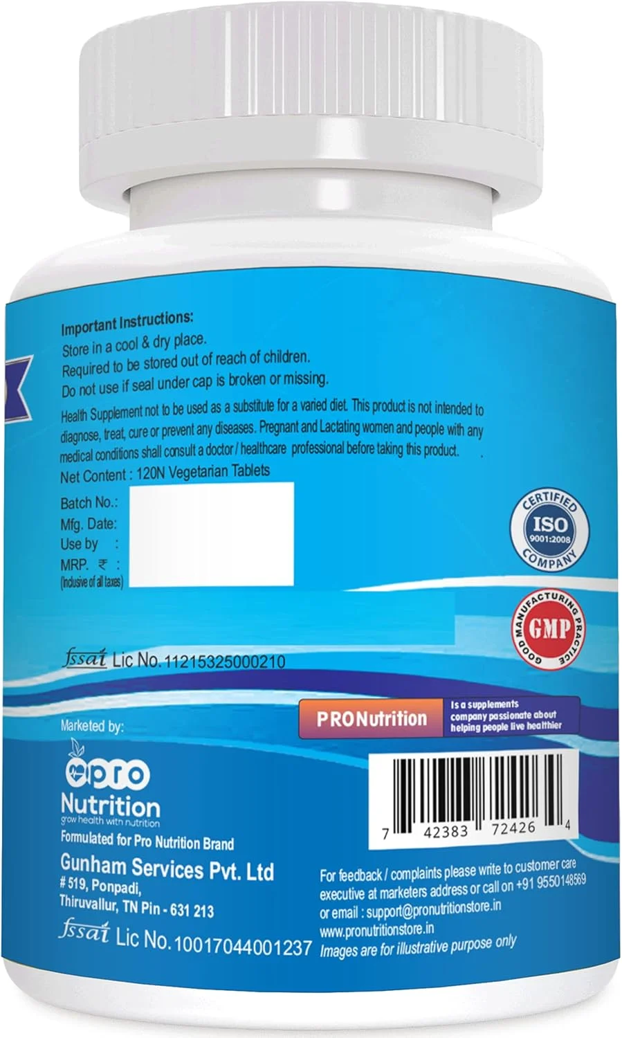 پرو نوتریشن تقویت استخوان با سیترات کلسیم + ویتامین D3 + ویتامین K2 + سیترات منیزیم، مکمل روی برای سلامت کامل استخوان - 120 قرص گیاهی
