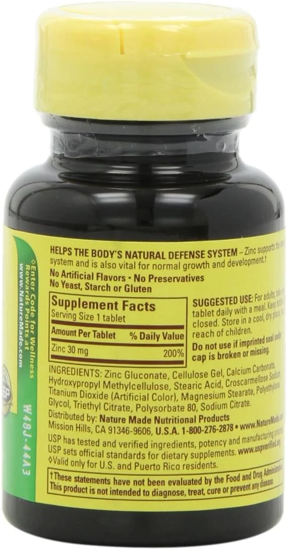 زینک 30 میلی گرم نیچرمید، 100 قرص (بسته 6 عددی)