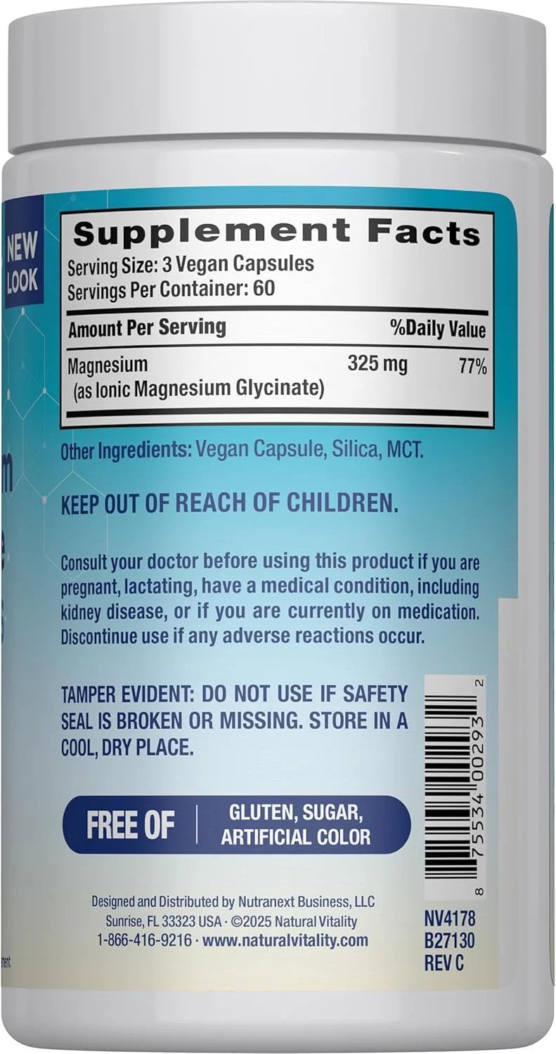 نچرال ویتالیتی، کپسول‌های گلیسینات منیزیم، 180 کپسول گیاهی