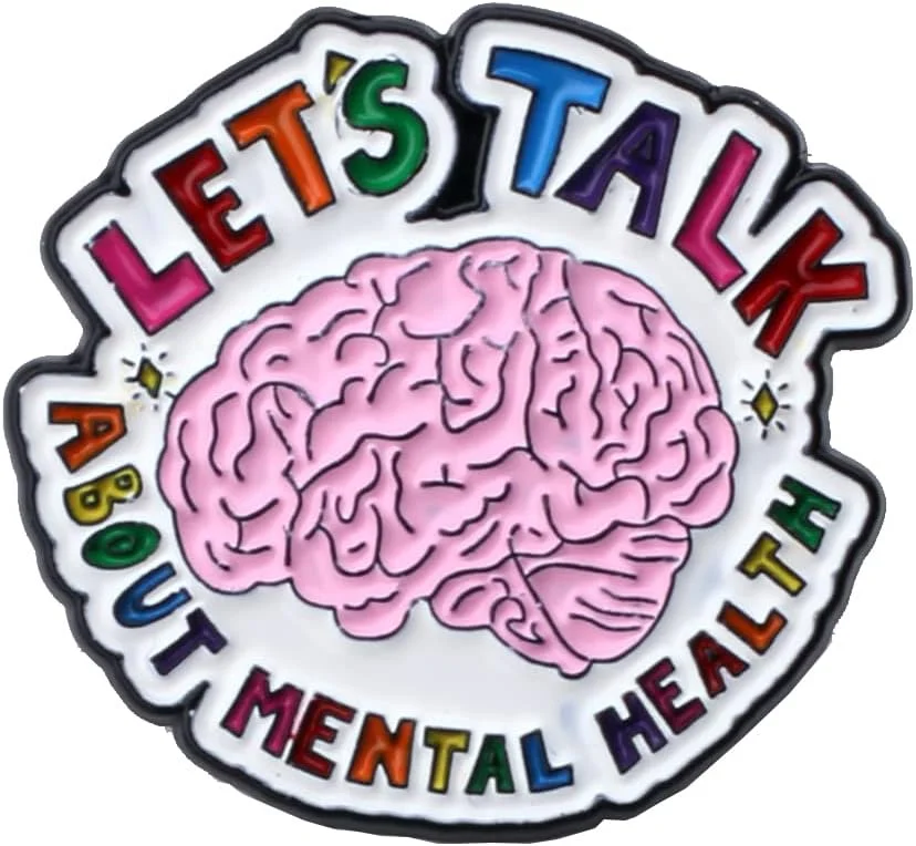 سنجاق سینه فلزی با طرح سلامت روان - هدیه ای برای آگاهی از سلامت روان، جنس روی، بدون سنگ قیمتی