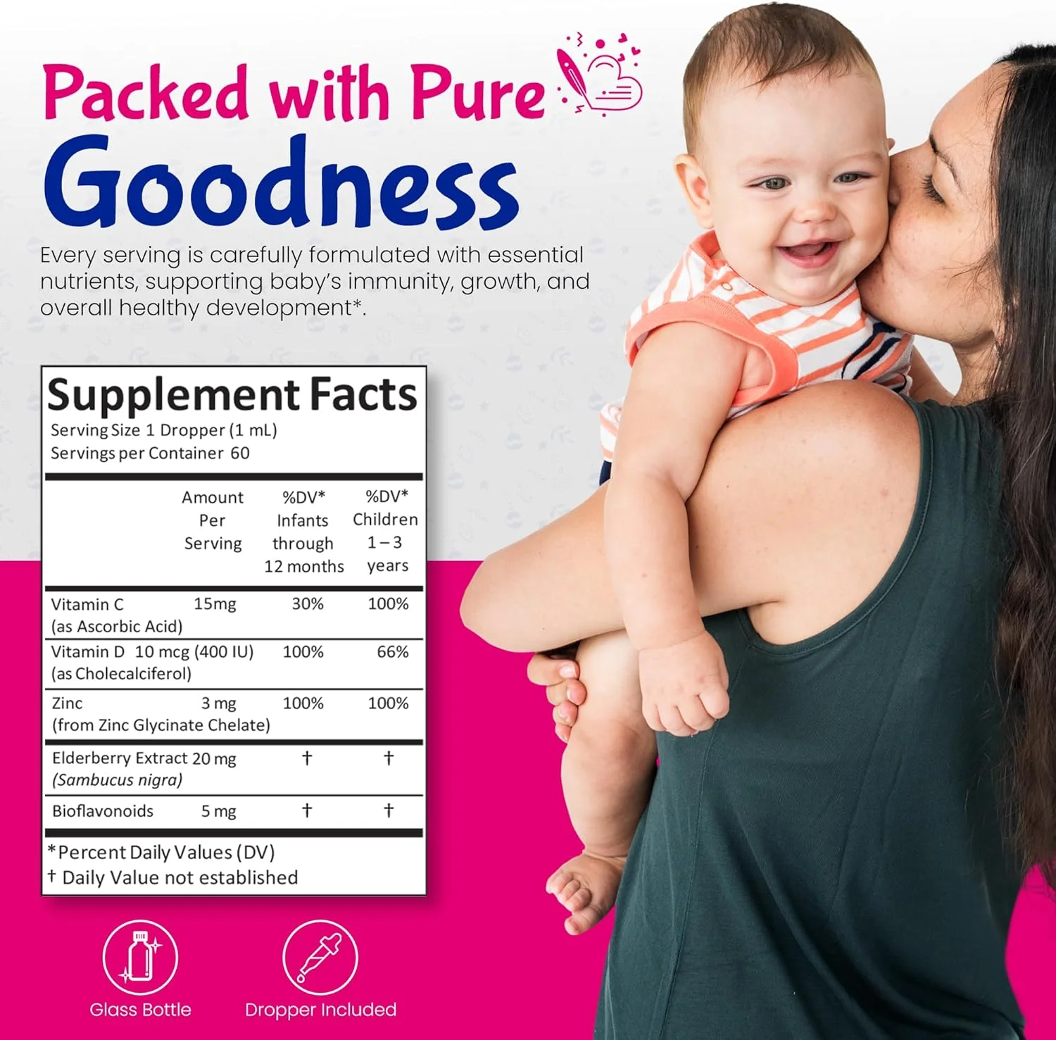 قطره مایع زینک کودک کیدیویت با الدربری، ویتامین D3 و C - 60 سروینگ روزانه، 60 میلی لیتر - غنی شده با اینولین (پری بیوتیک، فیبر غذایی) - بدون شکر، بدون گلوتن، مناسب گیاهخواران قطره مایع زینک کودک کیدیویت با الدربری، ویتامین D3 و C - 60 سروینگ روزانه، 60 میلی لیتر - غنی شده با اینولین (پری بیوتیک، فیبر غذایی) - بدون شکر، بدون گلوتن، مناسب گیاهخواران