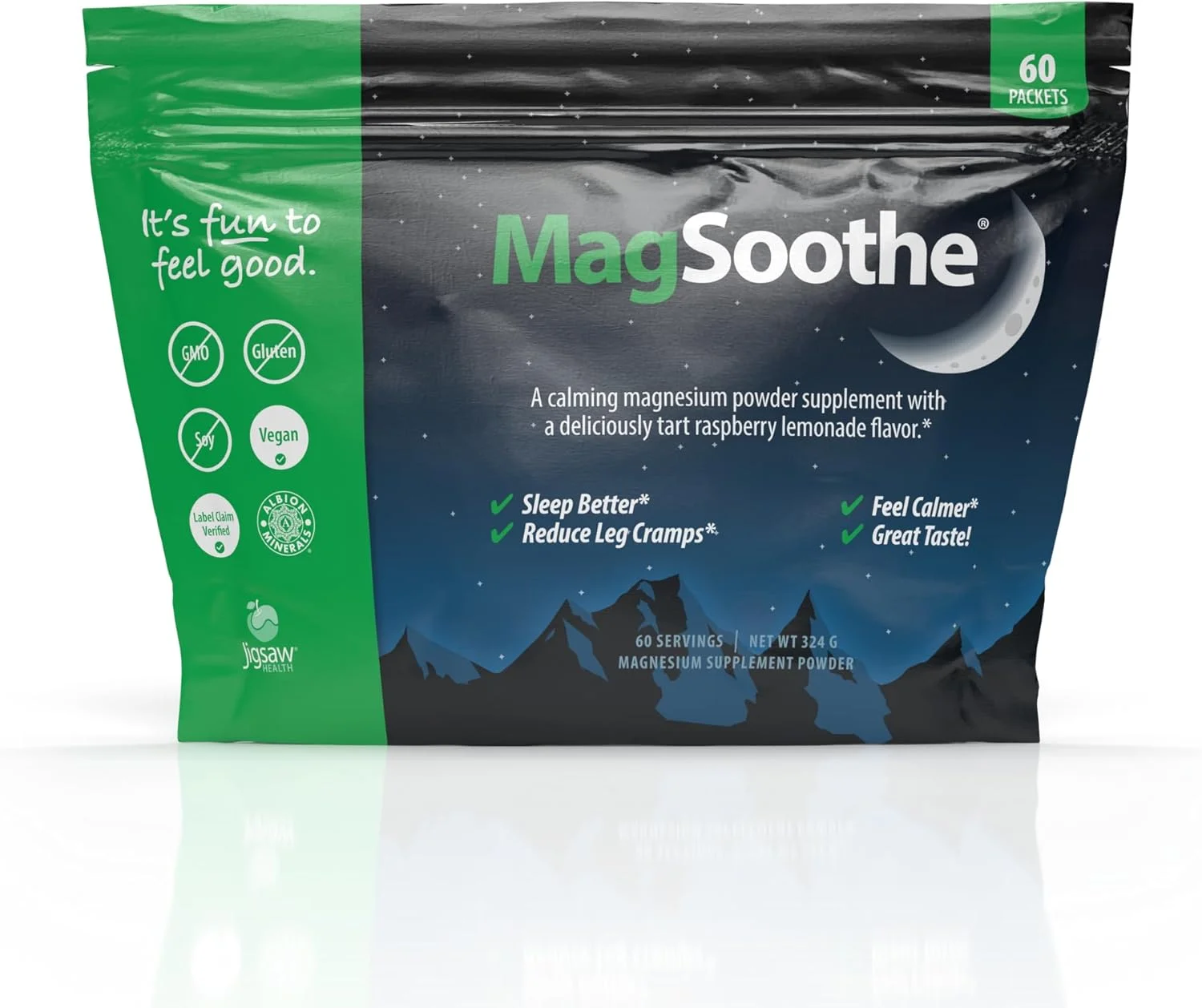 پودر مکمل منیزیم گلیسینات آرام‌بخش و سریع الاثر Jigsaw Health MagSoothe با طعم تمشک و لیمو - 60 سروینگ (بسته)