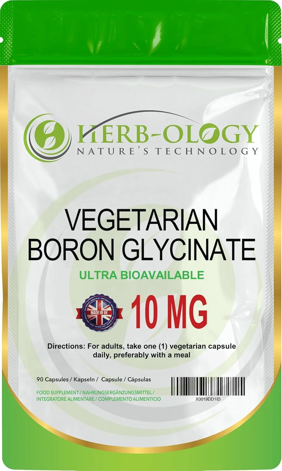 مکمل های بور 10 میلی گرم Herb-Ology.co.uk Nature's Technology | 90 کپسول گیاهی کلاته | بور گلیسینات با قدرت بالا | تولید شده در انگلستان در یک مرکز دارای مجوز ISO