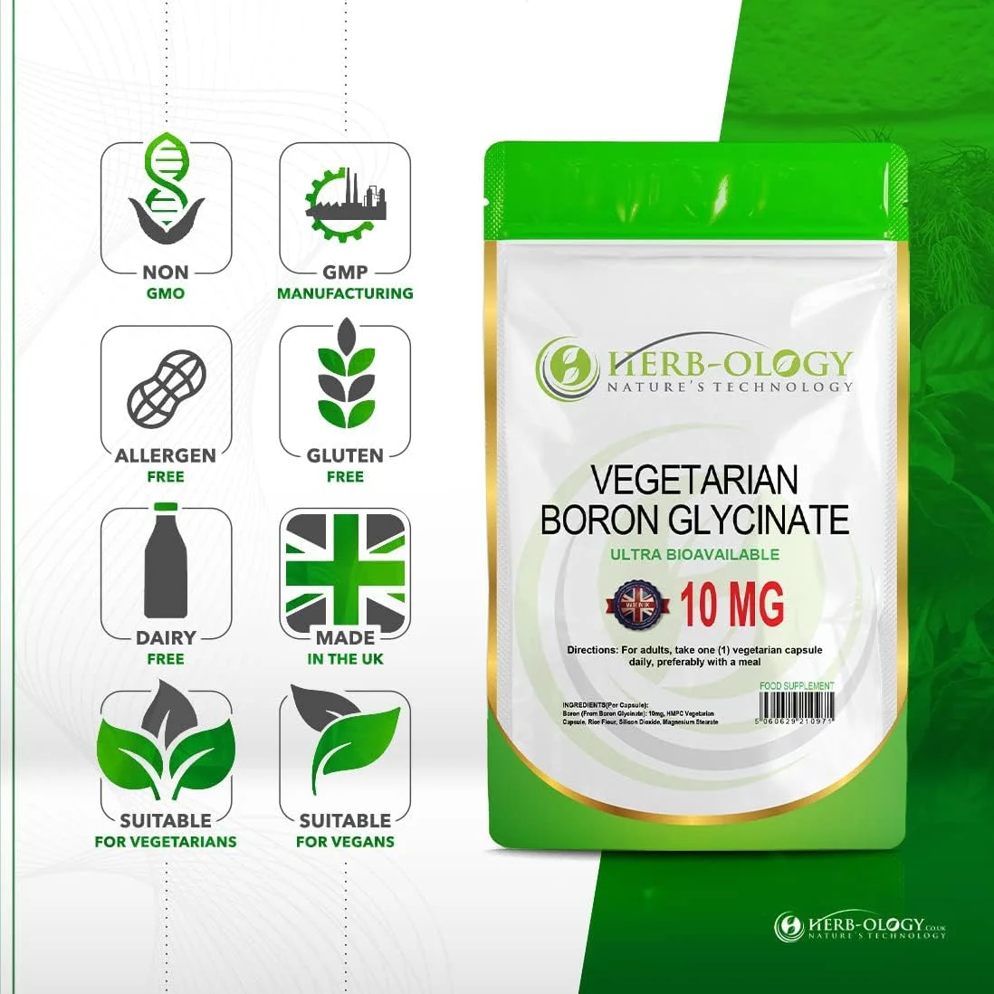 مکمل های بور 10 میلی گرم Herb-Ology.co.uk Nature's Technology | 90 کپسول گیاهی کلاته | بور گلیسینات با قدرت بالا | تولید شده در انگلستان در یک مرکز دارای مجوز ISO مکمل های بور 10 میلی گرم Herb-Ology.co.uk Nature's Technology | 90 کپسول گیاهی کلاته | بور گلیسینات با قدرت بالا | تولید شده در انگلستان در یک مرکز دارای مجوز ISO