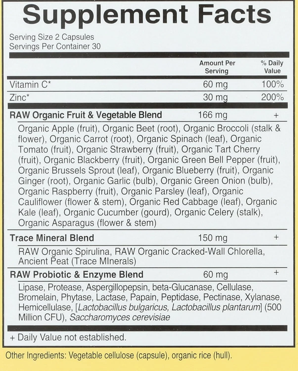 کپسول های گیاهی زینک Garden of Life Vitamin Code، 60 عدد