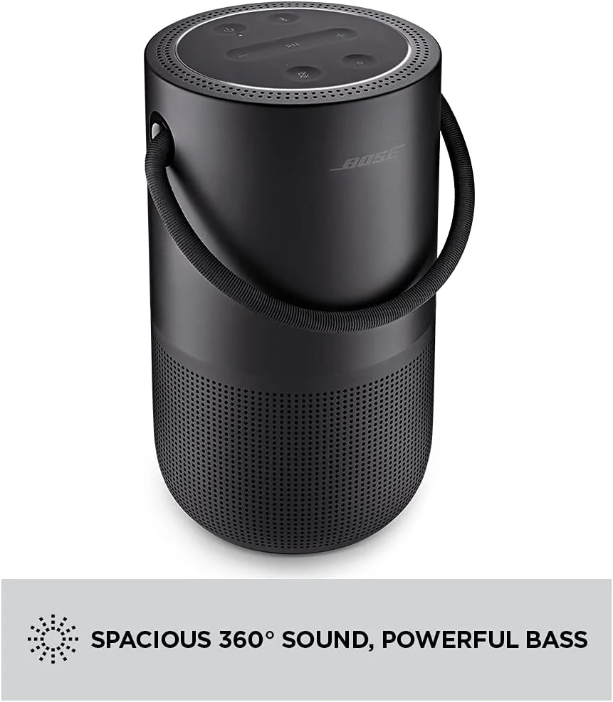 اسپیکر هوشمند قابل حمل Bose؛ طراحی ضد آب با صدای فراگیر 360 درجه؛ بلوتوث؛ Wi-Fi و Airplay 2 - مشکی تریپل