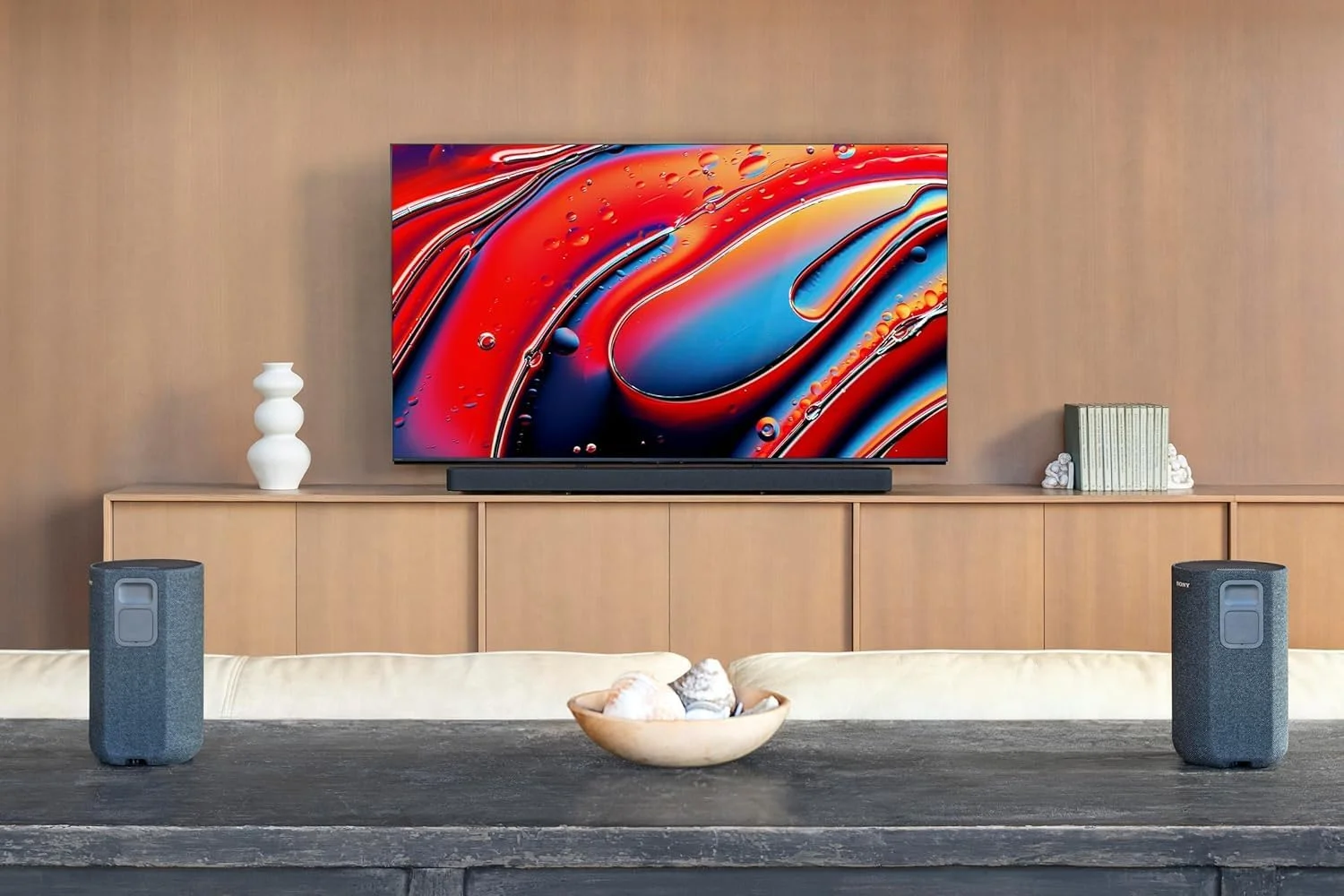 سیستم ساندبار فراگیر Sony HT-A9000 با ساب ووفر قدرتمند SA-SW5 و بلندگوهای پشتی شفاف SA-RS3S | تجربه صوتی سینمایی در خانه