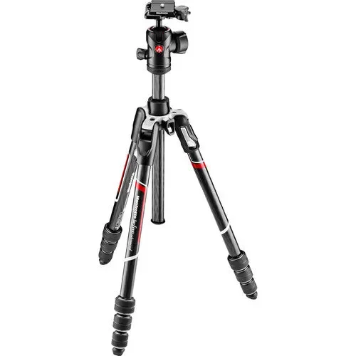 سه پایه مسافرتی فیبر کربنی پیشرفته Manfrotto Befree به همراه هد توپی 494 (قفل چرخشی، مشکی)