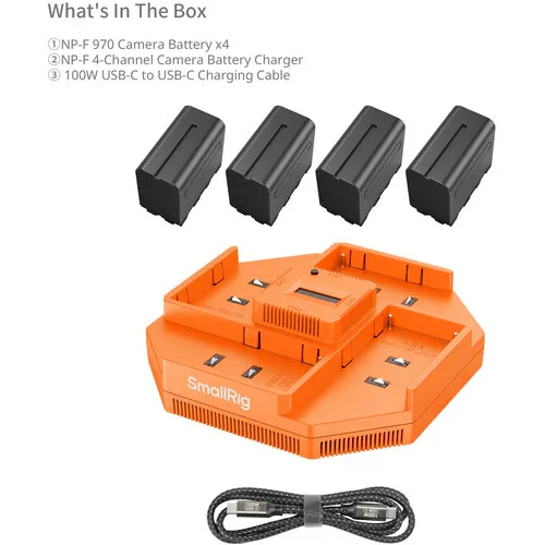 شارژر 4 کاناله SmallRig + کیت 4 باتری سری L/NP-F970