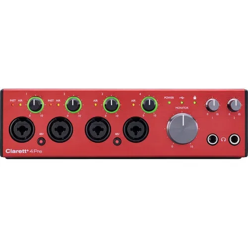 کارت صدای رومیزی Focusrite Clarett+ 4Pre با 18 ورودی و 8 خروجی USB Type-C به همراه MIDI