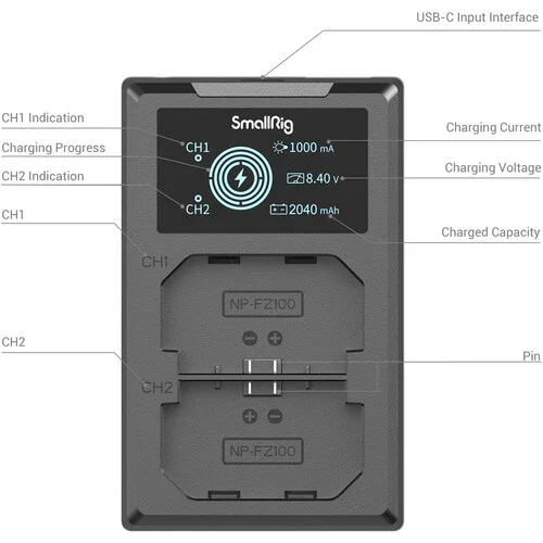 کیت SmallRig NP-FZ100 شامل 2 باتری و شارژر USB دوگانه