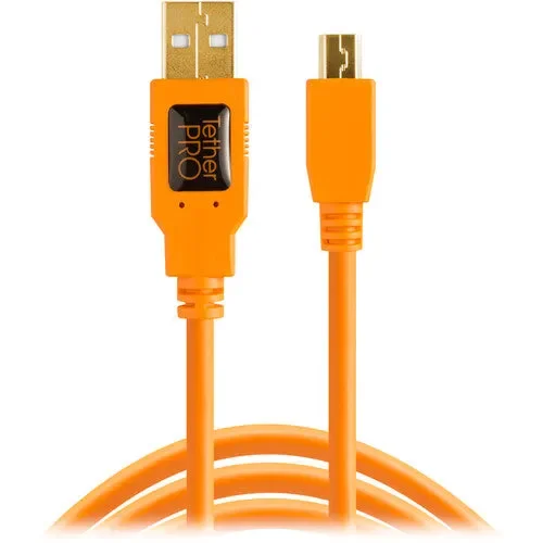 کابل نارنجی Tether Tools TetherPro USB 2.0 Type-A به Mini-USB 5 پین (4.5 متر)