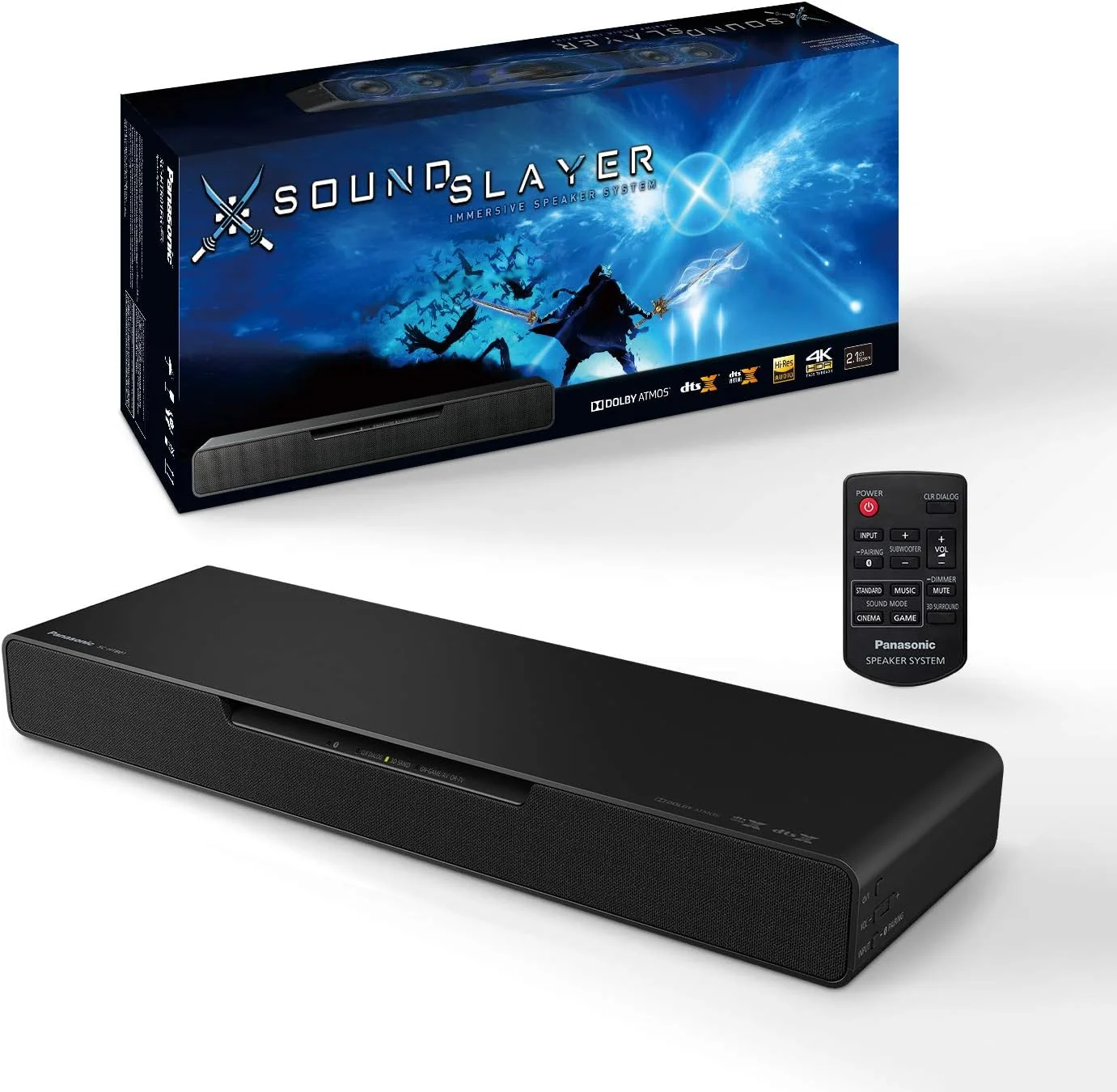 اسپیکر گیمینگ Panasonic SC-HTB01 SoundSlayer با ساب ووفر داخلی (Dolby Atmos و DTS:X، بلوتوث، صدای با وضوح بالا، HDMI) - مشکی [اختصاصی آمازون]