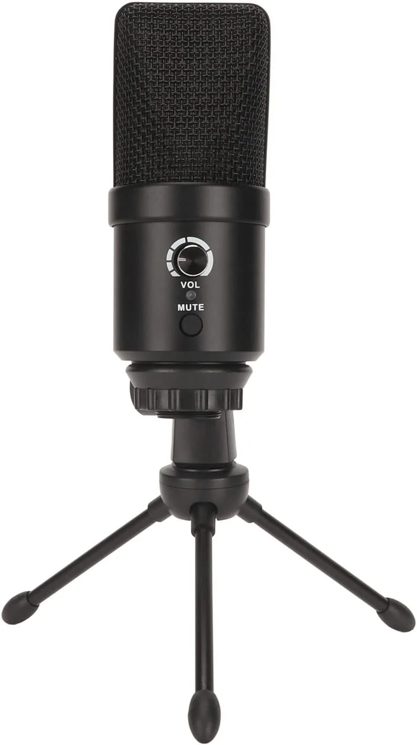 میکروفون USB Septpenta، میکروفون ضبط خازنی فلزی، نور محیطی RGB پویا، حذف نویز با الگوی قطبی کاردیوئید، میکروفون خازنی رومیزی با صدای قابل تنظیم