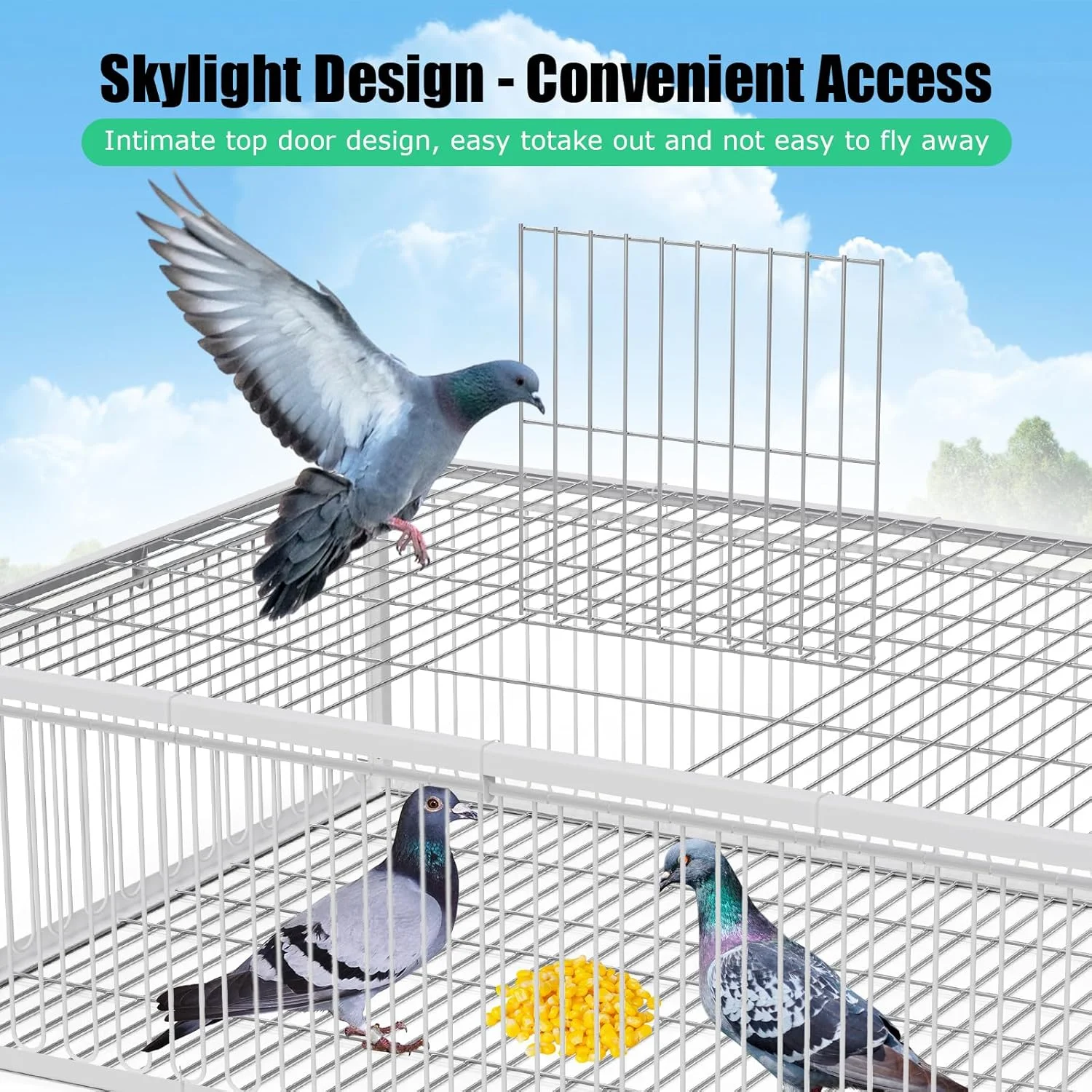 تله کبوتر 93 سانتی‌متری با طراحی ضد فرار، قفس تله پرنده کبوتر، ورودی یک طرفه تاشو، تله باغ حیاط در فضای باز برای گنجشک، موش، خرگوش
