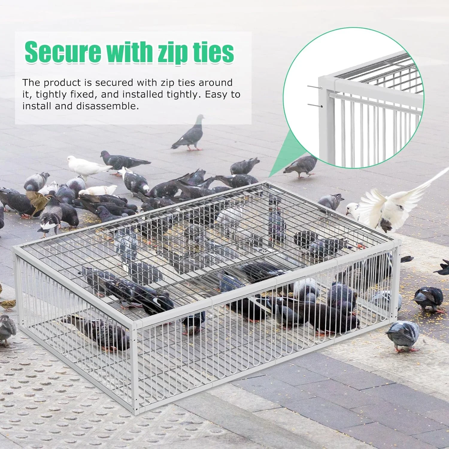 تله کبوتر 93 سانتی‌متری با طراحی ضد فرار، قفس تله پرنده کبوتر، ورودی یک طرفه تاشو، تله باغ حیاط در فضای باز برای گنجشک، موش، خرگوش