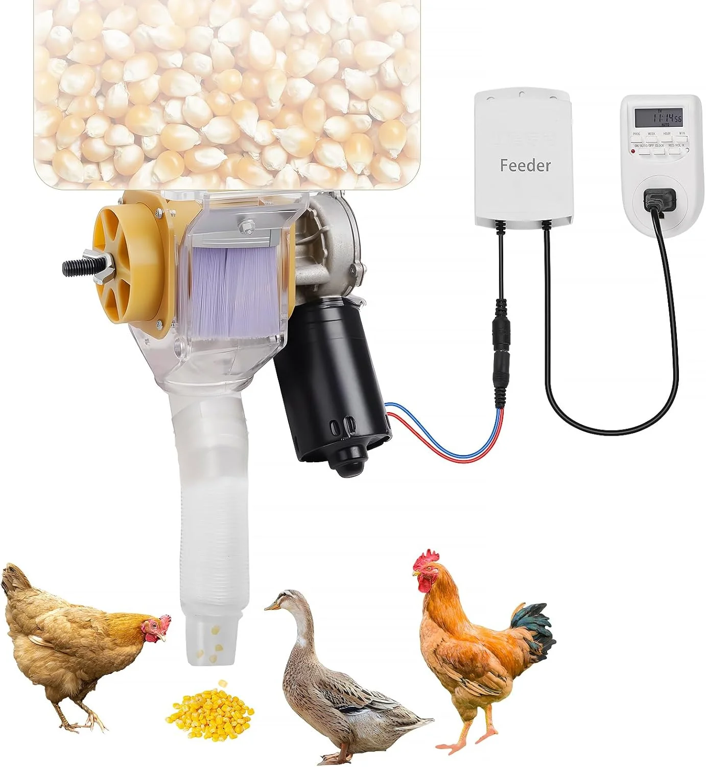 خوراک ده اتوماتیک خودساز، خوراک ده اتوماتیک 16 گروهی مرغ، خوراک ده زمان دار برای مرغ، اردک، غاز، کبوتر، سگ، ماهی، گربه