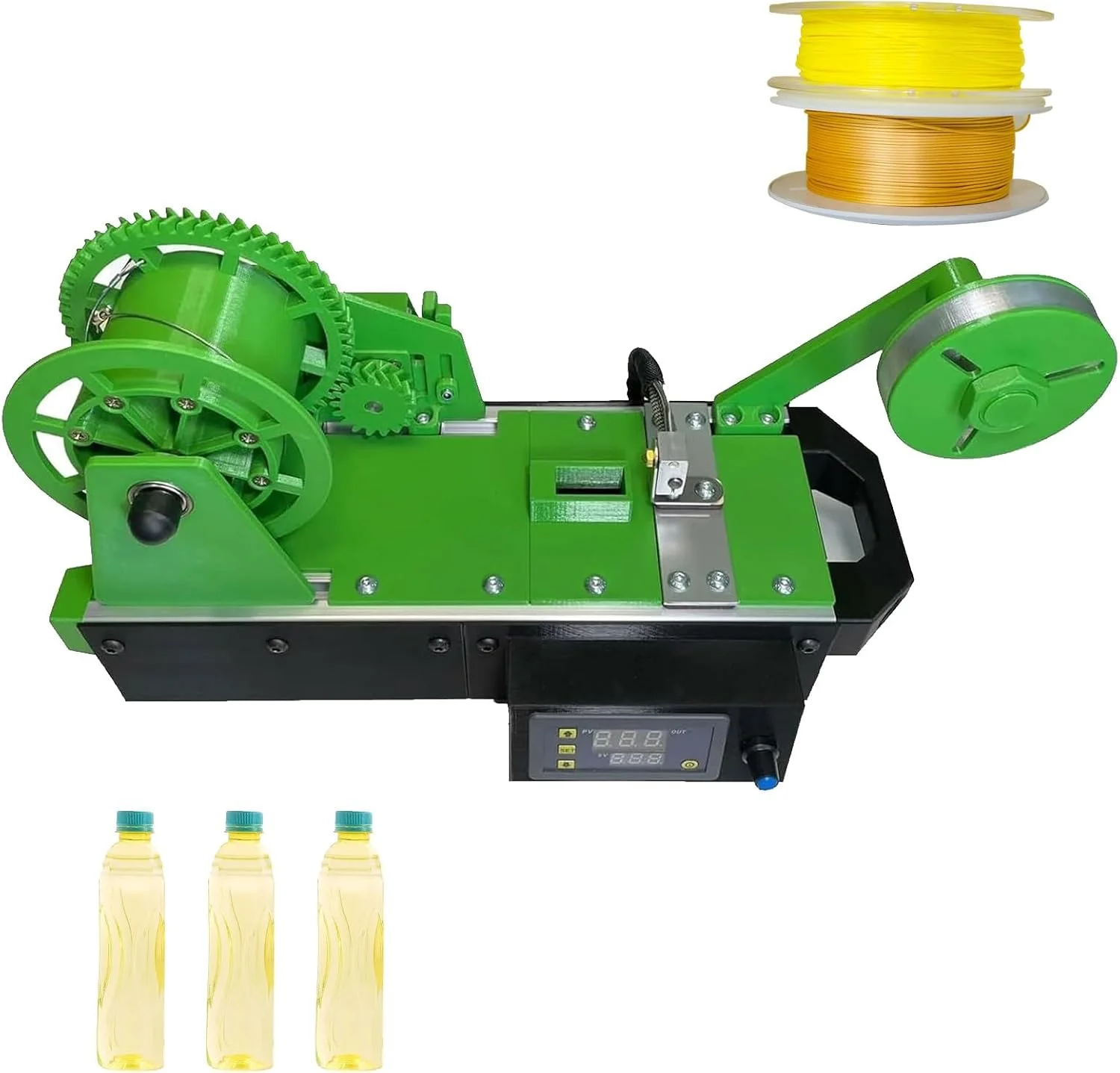 دستگاه تولید فیلامنت، اکسترودر پرینتر سه بعدی، اکسترودر رومیزی بازیافت PET با نمایشگر دیجیتال، بازیافت بطری PET بازیافتی، برای خانه، سازنده DIY (سبز)