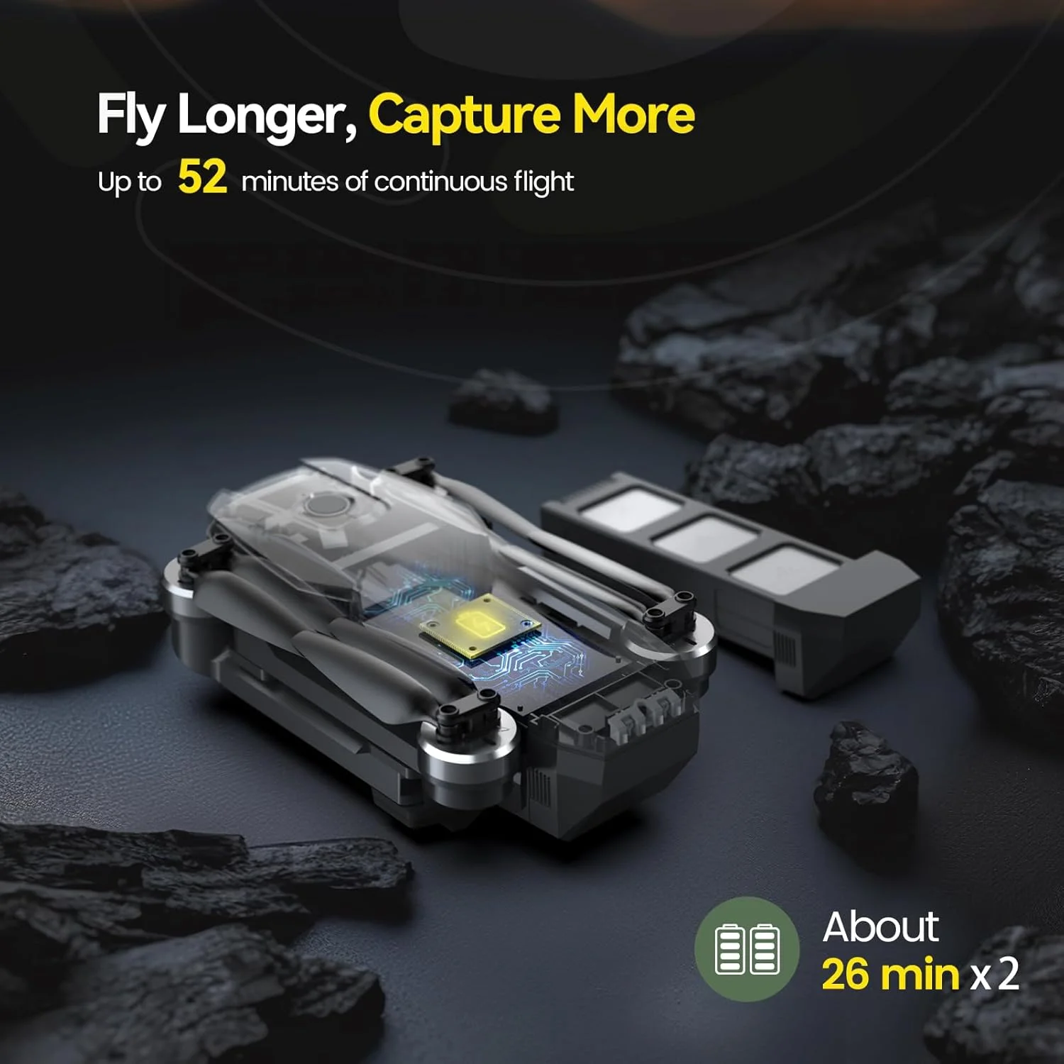 پهپاد تاشو GPS هولی استون HS720 با دوربین 2K FHD، کوادکوپتر با موتور براشلس، بازگشت خودکار به خانه، تعقیب سوژه، 26 دقیقه زمان پرواز، برد کنترل طولانی، شامل کیف حمل