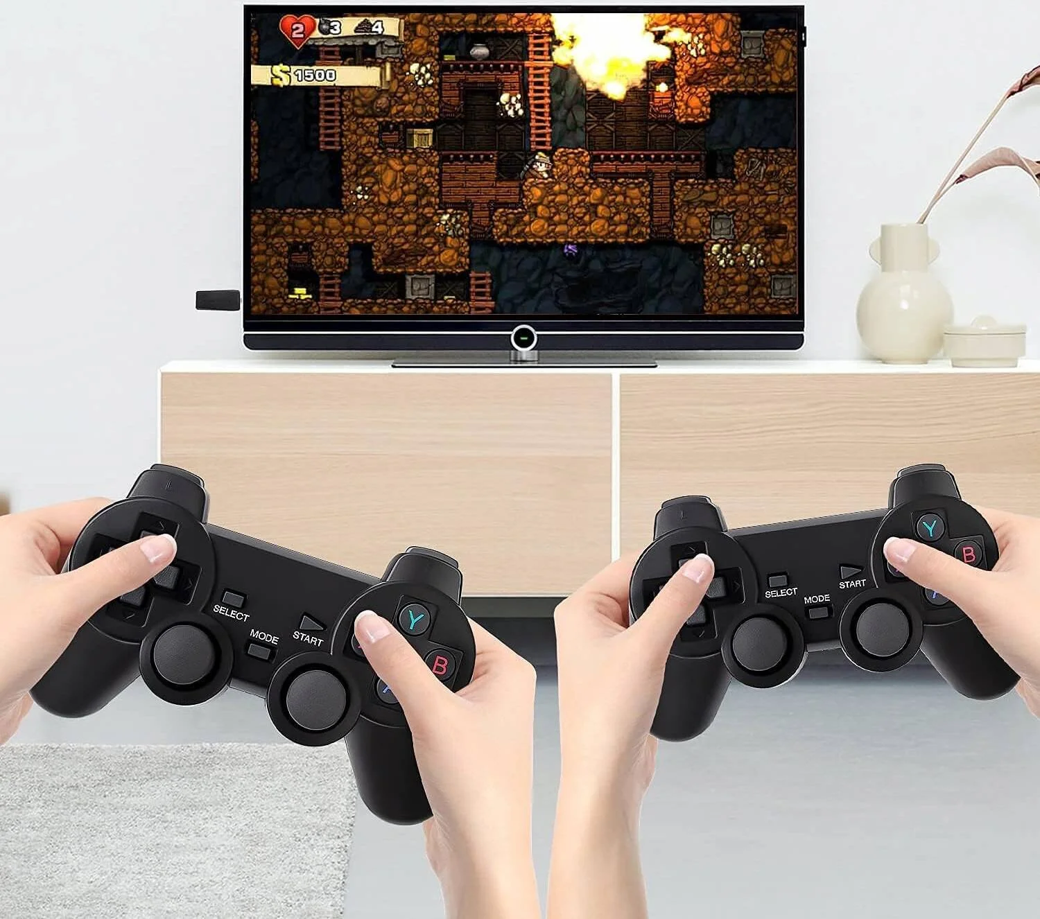 کنسول بازی یکپارچه رترو 4K با دو دسته بازی بی سیم 2.4G، استیک بازی ویدیویی Plug-and-Play، دارای 3500 بازی داخلی، 9 شبیه ساز کلاسیک، خروجی HDMI با کیفیت بالا برای تلویزیون (64 گیگابایت، 10000 بازی)