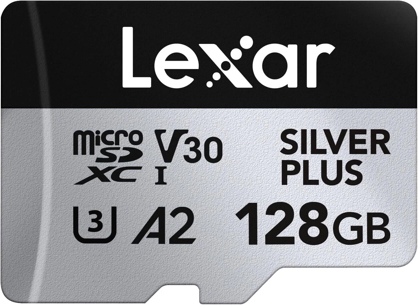 کارت حافظه میکرو اس دی Lexar Silver Plus با ظرفیت 128 گیگابایت، کارت Microsdxc TF با سرعت خواندن تا 205 مگابایت بر ثانیه، سرعت نوشتن 150 مگابایت بر ثانیه به همراه آداپتور کارت حافظه Micro SD+، A2، U3، Class 10، V30، مناسب برای ویدیوهای Full HD و 4K UHD