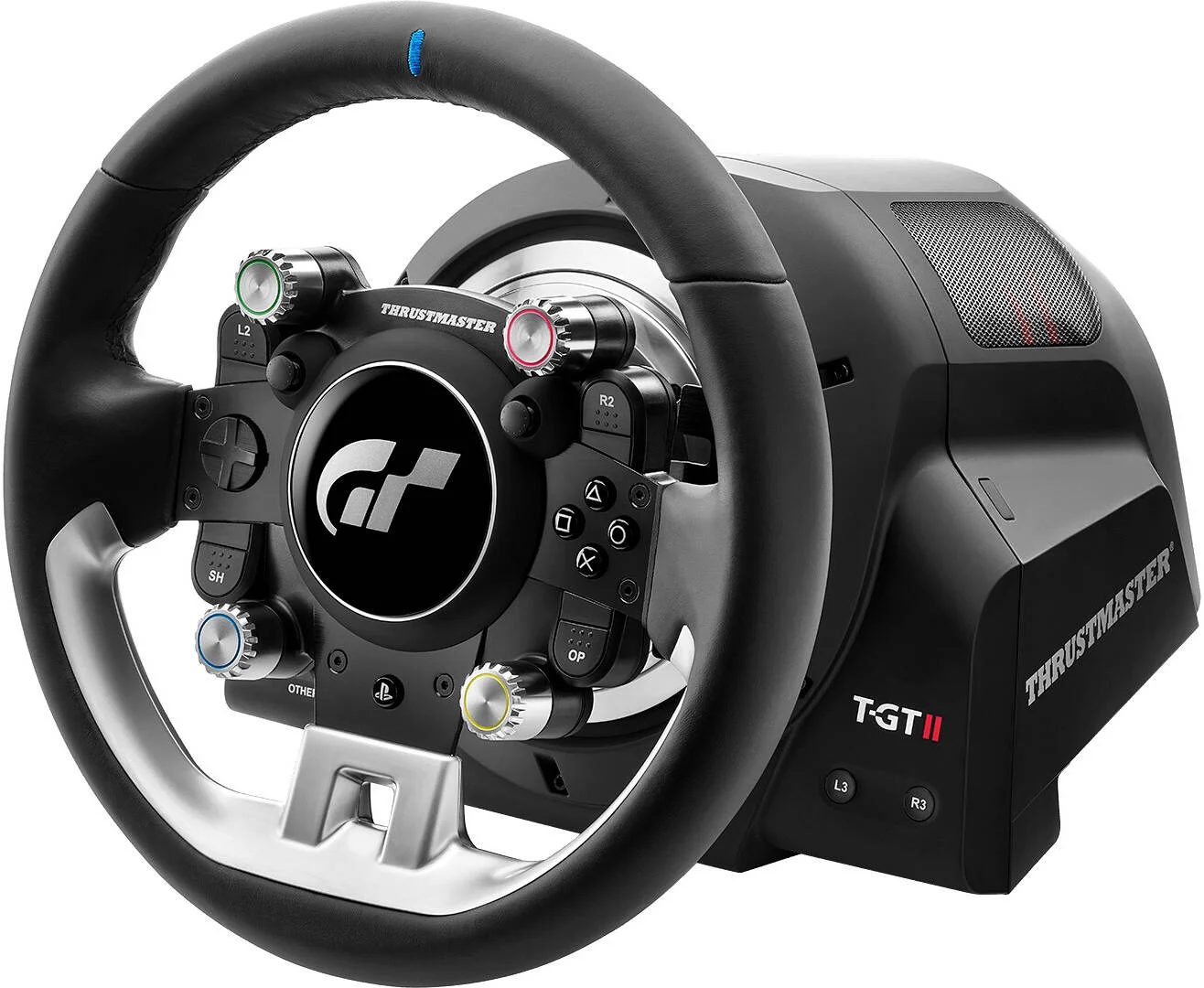 فرمان مسابقه Thrustmaster T-GT II به همراه مجموعه 3 پدال، بازخورد نیروی بلادرنگ، موتور 40 واتی بدون جاروبک، سیستم دو تسمه، فناوری مغناطیسی، برای PS5/PS4/PC | TM-WHL-TGT-2
