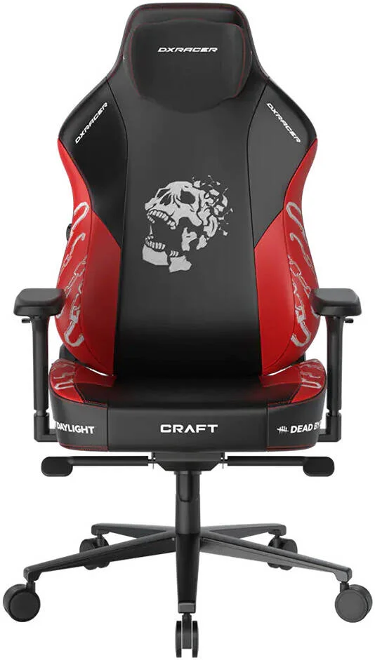 صندلی گیمینگ DXRacer Craft Dead by Daylight Edition، پشتیبانی کمری یکپارچه دو بعدی، دسته های 4D، هیدرولیک کلاس 4، پشتیبانی از تکیه گاه پشتی 90 تا 135 درجه، سایز بزرگ، مشکی / قرمز | GC/LCF23LTA/DEADBYDA