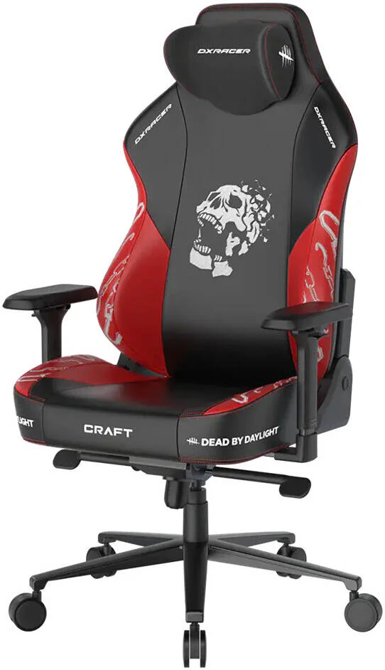 صندلی گیمینگ DXRacer Craft Dead by Daylight Edition، پشتیبانی کمری یکپارچه دو بعدی، دسته های 4D، هیدرولیک کلاس 4، پشتیبانی از تکیه گاه پشتی 90 تا 135 درجه، سایز بزرگ، مشکی / قرمز | GC/LCF23LTA/DEADBYDA
