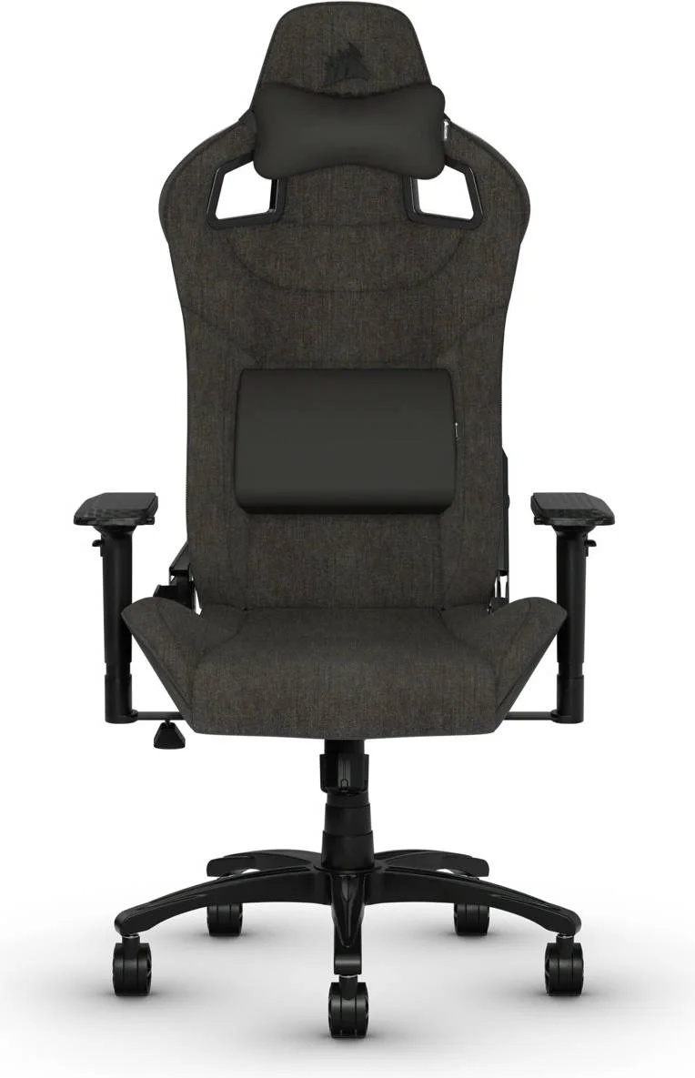 صندلی گیمینگ پارچه ای کرسیر مدل T3 RUSH، دسته 4D، محدوده ارتفاع بهبود یافته، تکیه گاه شیب دار، بالابر گازی کلاس 4 با تنظیم ارتفاع 100 میلی متری، بالشتک های میکروفیبر گردن و کمر، ذغالی | CF-9010057-WW