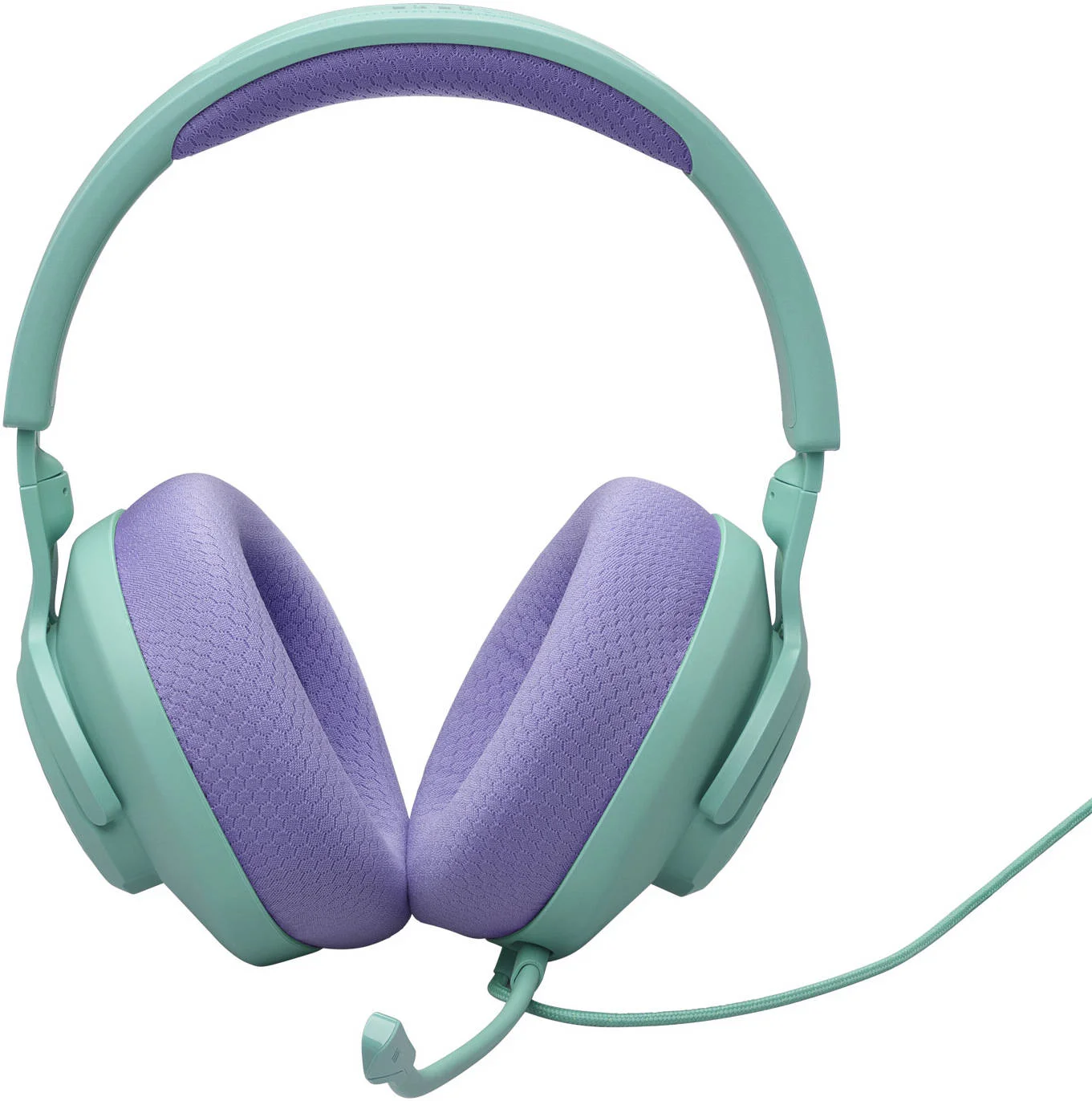 هدفون گیمینگ سیمی JBL Quantum 100M2، درایورهای دینامیک 40 میلی‌متری، بوم جداشدنی، الگوی دریافت میکروفون جهت‌دار، بالشتک‌های گوشی فوم حافظه‌دار با روکش پارچه‌ای، کابل 1.2 متری، فیروزه‌ای | JBLQTUM100M2CYN - تصویر 2