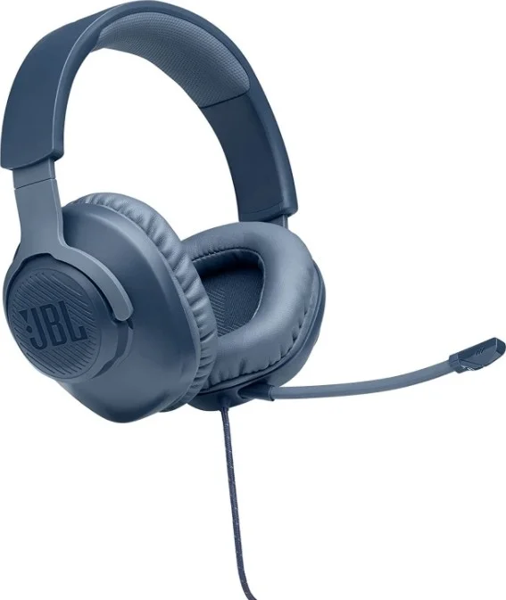 هدست گیمینگ سیمی JBL Quantum 100 با میکروفون تاشو، درایورهای دینامیک 40 میلی‌متری، کنترل‌ها و میکروفون روی گوشی سمت چپ، بالشتک‌های مموری فوم، سازگار با پلتفرم‌های مختلف، 3.5 میلی‌متری، آبی | QUANTUM100-BL - تصویر 2