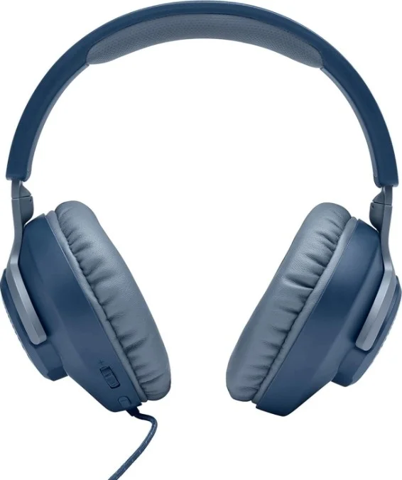 هدست گیمینگ سیمی JBL Quantum 100 با میکروفون تاشو، درایورهای دینامیک 40 میلی‌متری، کنترل‌ها و میکروفون روی گوشی سمت چپ، بالشتک‌های مموری فوم، سازگار با پلتفرم‌های مختلف، 3.5 میلی‌متری، آبی | QUANTUM100-BL - تصویر 3