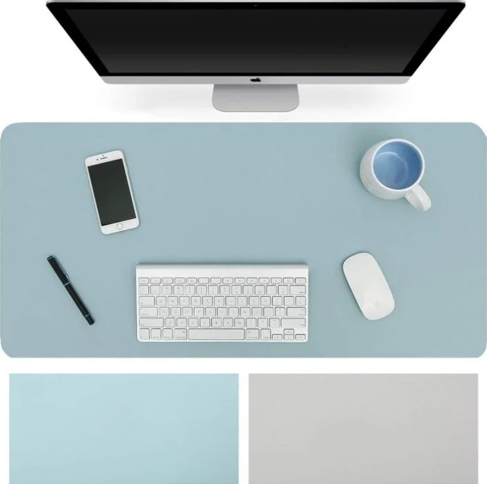 پد رومیزی دو طرفه EnsoCrafts، پد ماوس چرمی PU فوق العاده نازک و ضد آب، محافظ رومیزی برای دفتر/خانه (آبی روشن/نقره ای، 80 x 40 سانتی متر) | DP-LBS-8040 پد رومیزی دو طرفه EnsoCrafts، پد ماوس چرمی PU فوق العاده نازک و ضد آب، محافظ رومیزی برای دفتر/خانه (آبی روشن/نقره ای، 80 x 40 سانتی متر) | DP-LBS-8040