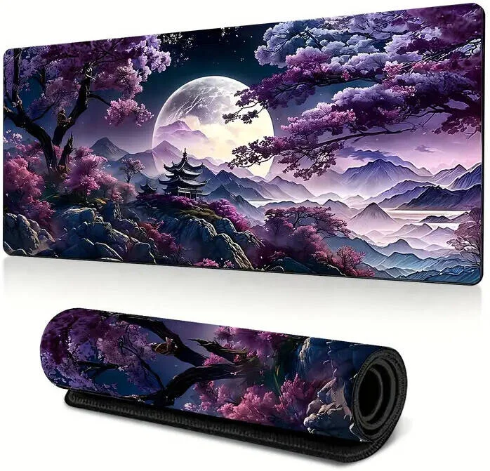 پد ماوس بزرگ طرح شکوفه گیلاس و زیرانداز میز گیمینگ، پایه لاستیکی ضد لغزش، لبه های دوخته شده ضخیم، طرح زنده آسمان شب، کوه و ماه، سطح ضد لغزش، 30x80 سانتی متر پد ماوس بزرگ طرح شکوفه گیلاس و زیرانداز میز گیمینگ، پایه لاستیکی ضد لغزش، لبه های دوخته شده ضخیم، طرح زنده آسمان شب، کوه و ماه، سطح ضد لغزش، 30x80 سانتی متر