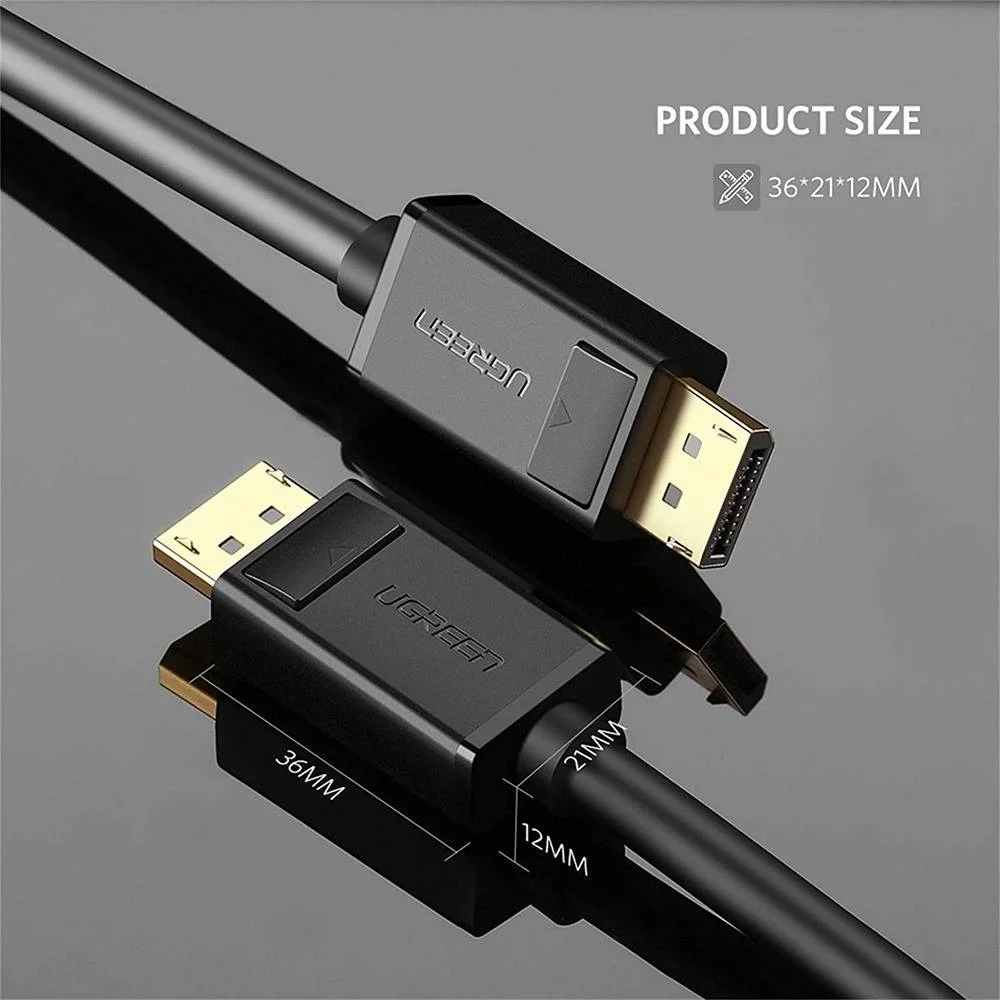 کابل DisplayPort به DisplayPort یوگرین، 4K 60Hz، 2K 144Hz، کابل DP 1.2 نر به نر، پشتیبانی از کارت گرافیک، کامپیوتر، تلویزیون، پروژکتور، مانیتور و غیره، طول کابل 3 متر، مشکی | 10212